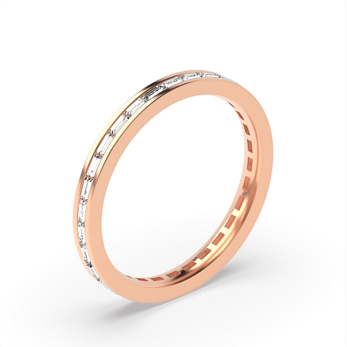 Channel Setting Baguette Rose Gold vertical Full Eternity Diamond Rings