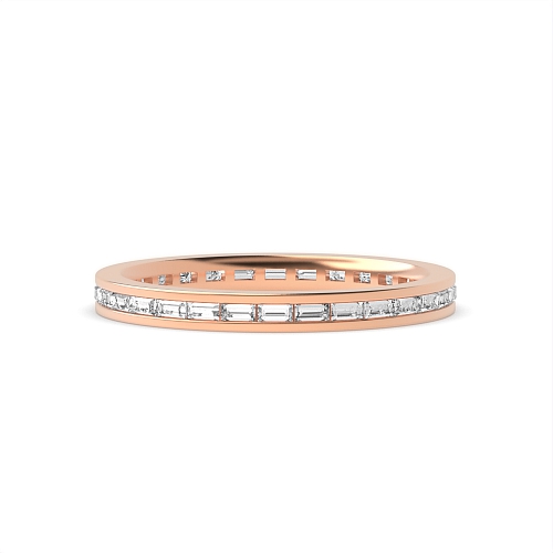 Channel Setting Baguette Rose Gold vertical Full Eternity Diamond Rings