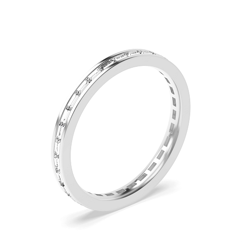 Channel Setting Baguette Silver Solar Mosaic Full Eternity Wedding Band