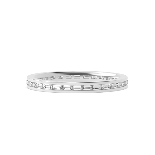 Channel Setting Baguette Silver Solar Mosaic Full Eternity Wedding Band