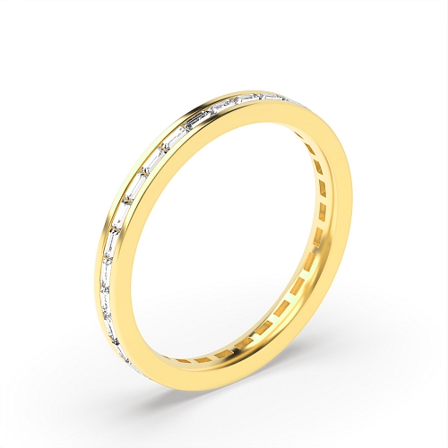 Channel Setting Baguette Yellow Gold Solar Mosaic Full Eternity Wedding Band