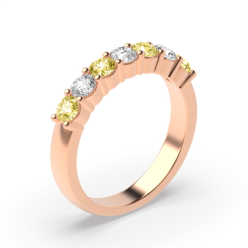 4 Prong Round Rose Gold Seven stone alternate colored Eternity Diamond Rings