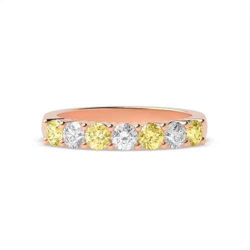 4 Prong Round Rose Gold Seven stone alternate colored Eternity Diamond Rings