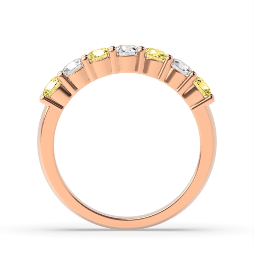 4 Prong Round Rose Gold Seven stone alternate colored Eternity Diamond Rings