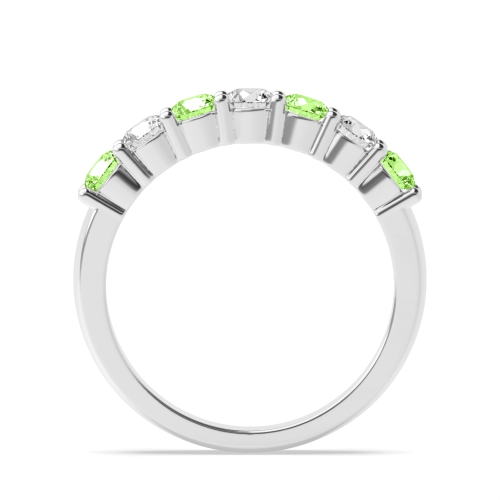 4 Prong Round Seven stone alternate colored Green Lab Grown Diamond Rings
