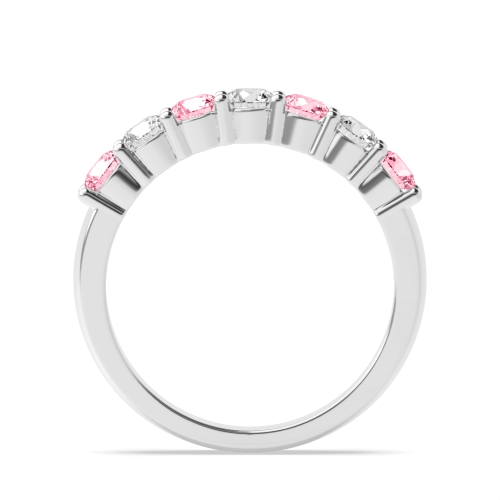 4 Prong Round Pink Lab Grown Seven Stone Diamond Ring