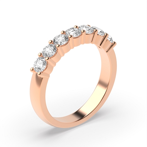 4 Prong Round Rose Gold Seven stone Eternity Diamond Rings