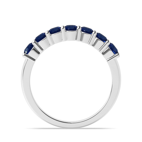 4 Prong Round seven stone Blue Sapphire Seven Stone Diamond Ring