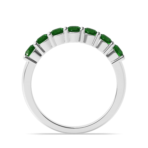 4 Prong Round Seven stone Emerald Diamond Rings