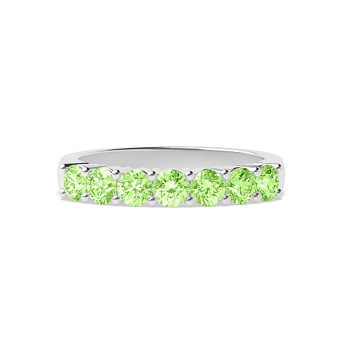 4 Prong Round Seven stone Green Lab Grown Band Diamond Rings