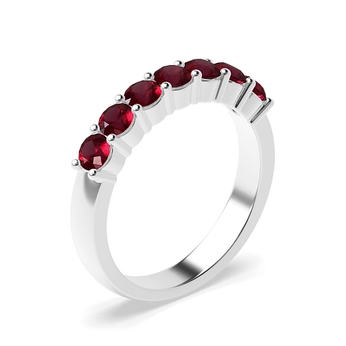 4 Prong Round Seven stone Ruby Diamond Rings