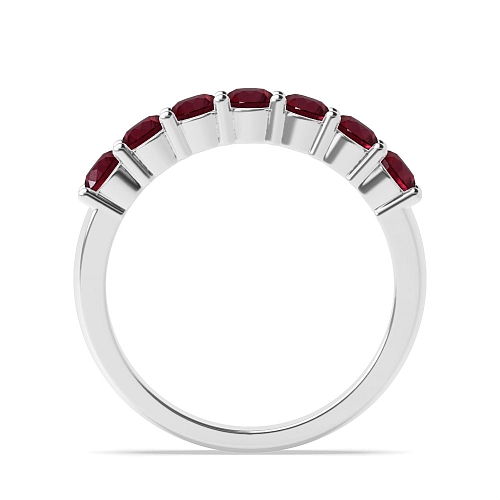 4 Prong Round Seven stone Ruby Diamond Rings
