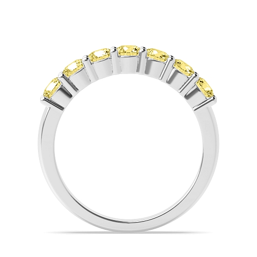 4 Prong Round Seven stone Yellow Lab Grown Band Diamond Rings