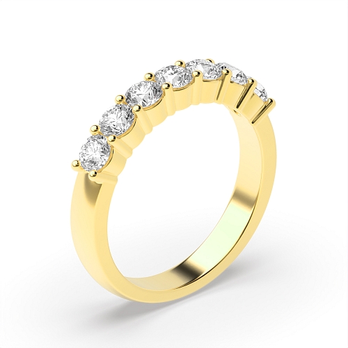4 Prong Round Yellow Gold Seven stone Diamond Rings
