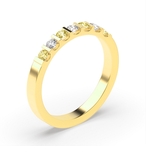 Tension Setting Round Yellow Gold Relatively Eternity Diamond Rings