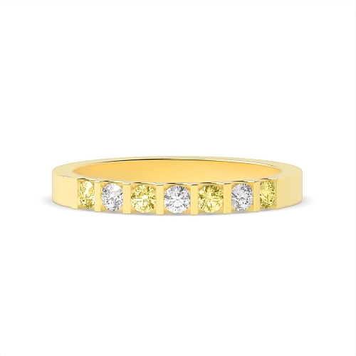 Tension Setting Round Yellow Gold Relatively Eternity Diamond Rings