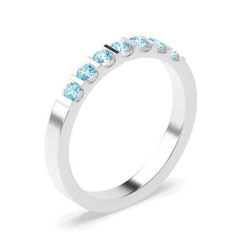 Tension Setting Round Bar alternate fancy colored Blue Lab Grown Diamond Rings
