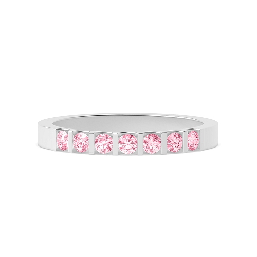 Tension Setting Round Bar alternate fancy colored Pink Lab Grown Diamond Rings