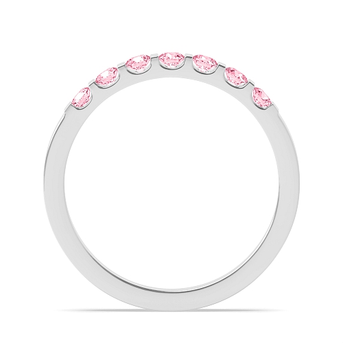 Tension Setting Round Bar Pink Lab Grown Seven Stone Diamond Ring