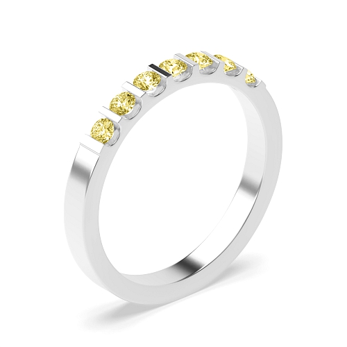 Tension Setting Round Bar alternate fancy colored Yellow Lab Grown Diamond Rings