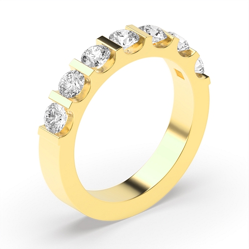 Tension Setting Round Yellow Gold Bar alternate fancy colored Eternity Diamond Rings