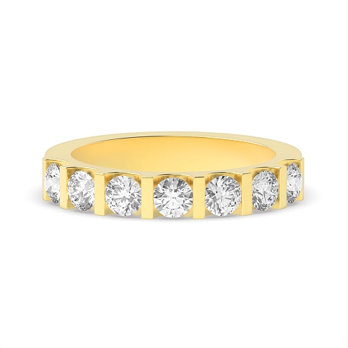Tension Setting Round Yellow Gold Bar alternate fancy colored Eternity Diamond Rings