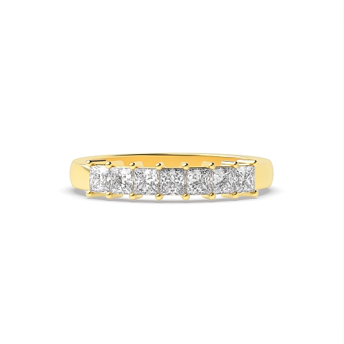4 Prong Princess Yellow Gold Low set Band Diamond Rings
