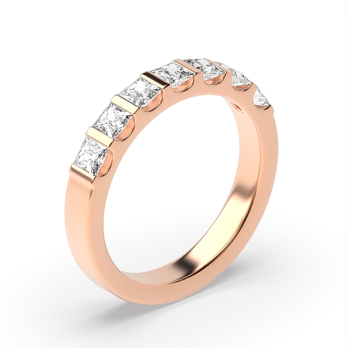 Tension Setting Princess Rose Gold Bar Diamond Rings