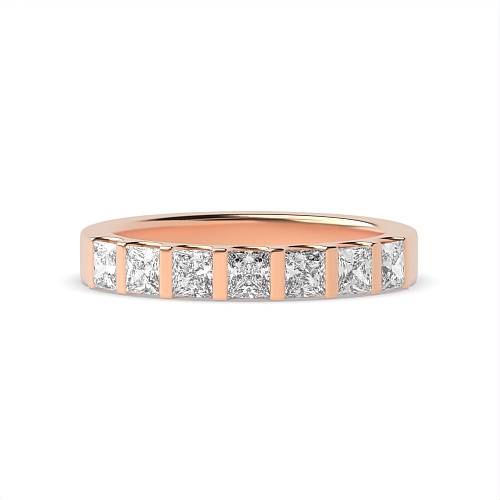 Tension Setting Princess Rose Gold Bar Diamond Rings