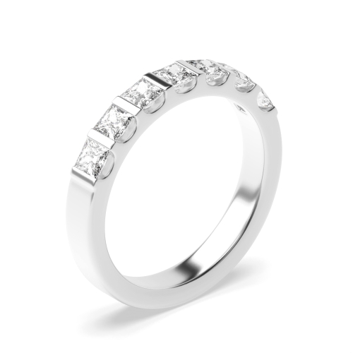 Tension Setting Princess Bar Seven Stone Diamond Ring