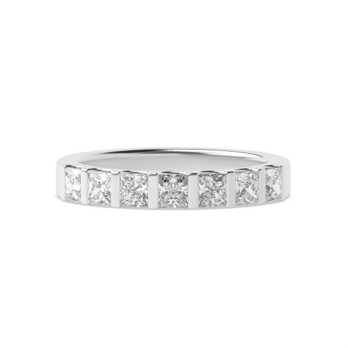 Tension Setting Princess Bar Seven Stone Diamond Ring