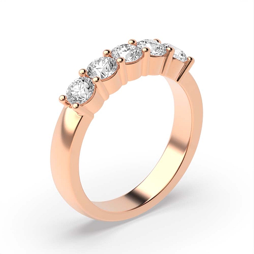 4 Prong Rose Gold mid set Five Stone Wedding Band