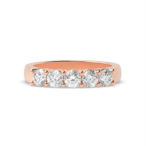 4 Prong Rose Gold mid set Five Stone Wedding Band