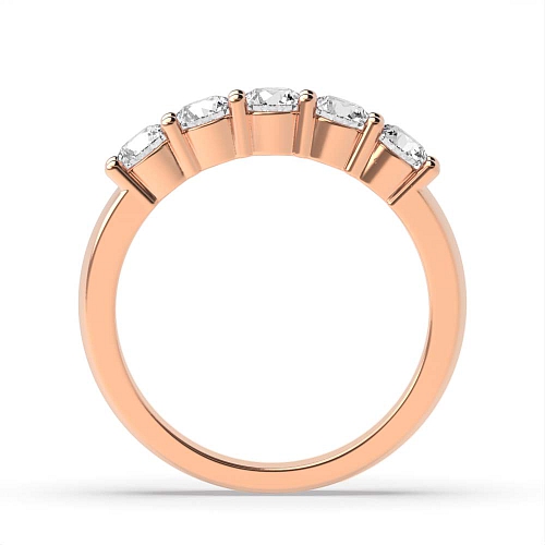 4 Prong Rose Gold mid set Five Stone Wedding Band