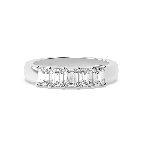 4 Prong Emerald Mid set Diamond Rings