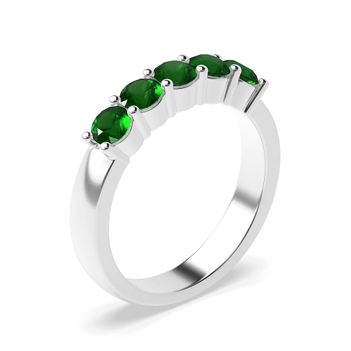 4 Prong Mid set Emerald Diamond Rings