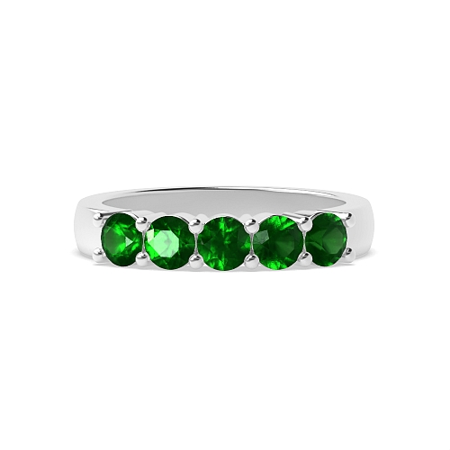 4 Prong Mid set Emerald Diamond Rings
