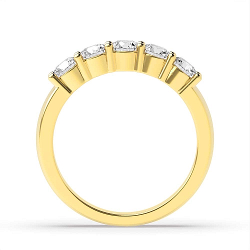 4 Prong Yellow Gold mid set Five Stone Diamond Ring