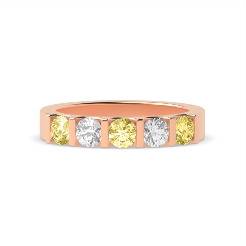 Tension Setting Round Rose Gold Alternate colored lab Eternity Diamond Rings