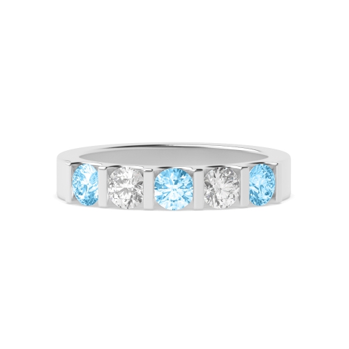 Tension Setting Round Alternate colored lab Blue Lab Grown Diamond Rings