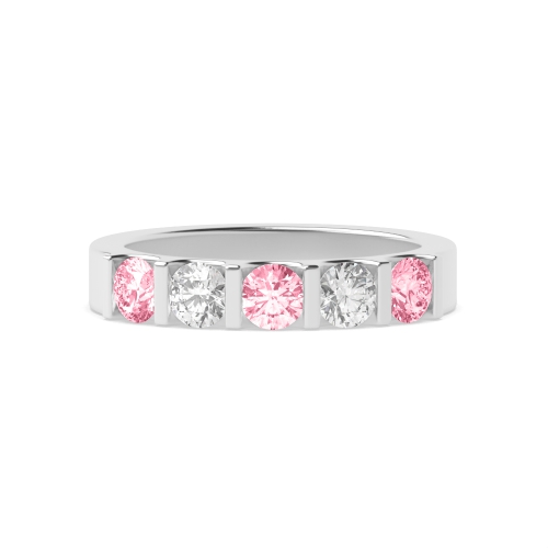 Tension Setting Round Alternate colored lab Pink Lab Grown Diamond Rings