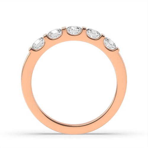 Tension Setting Round Rose Gold Five Stone Wedding Band