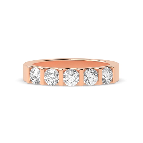 Tension Setting Round Rose Gold Bar alternate fancy colored Eternity Diamond Rings