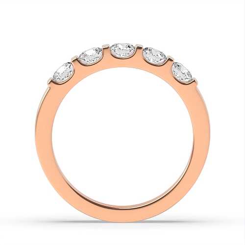 Tension Setting Round Rose Gold bar Five Stone Diamond Ring