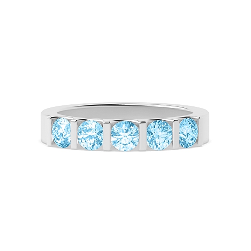 Tension Setting Round Bar alternate fancy colored Blue Lab Grown Diamond Rings