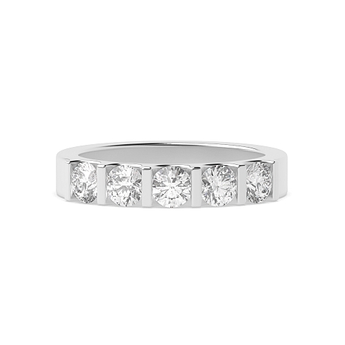 Tension Setting Round bar Moissanite Five Stone Diamond Ring