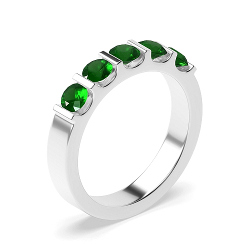 Tension Setting Round Bar alternate fancy colored Emerald Diamond Rings