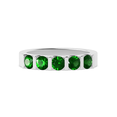 Tension Setting Round Bar alternate fancy colored Emerald Diamond Rings