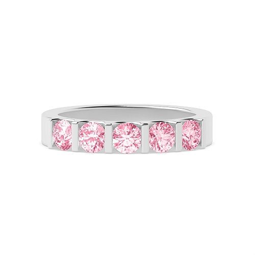 Tension Setting Round Bar alternate fancy colored Pink Lab Grown Diamond Rings