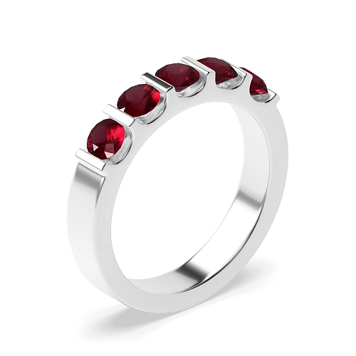 Tension Setting Round Bar alternate fancy colored Ruby Diamond Rings